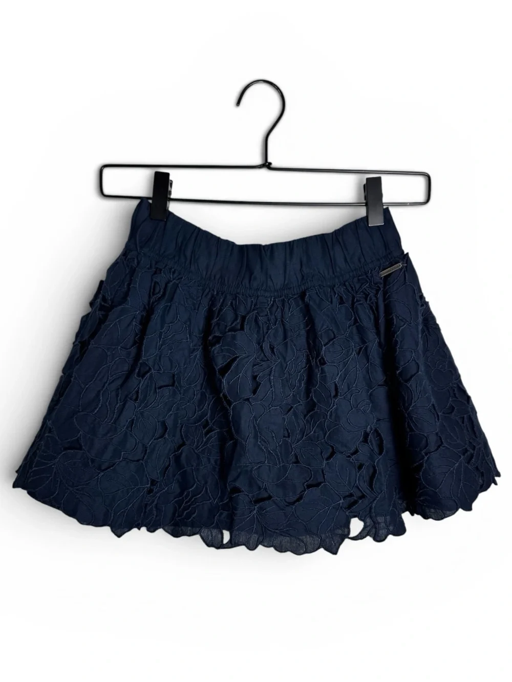 Abercrombie & Fitch Navy Blue Floral Eyelet Mini Skirt
